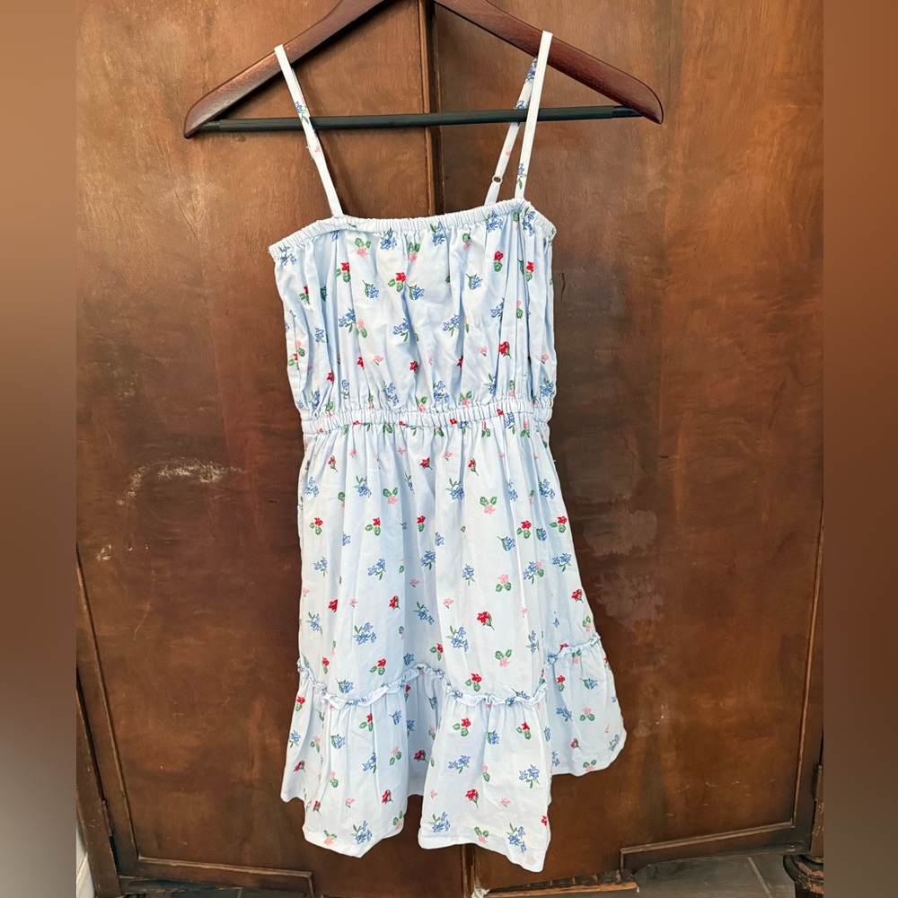 Janie and Jack Floral Dress - Light Blue and Red
